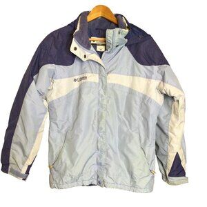 Columbia Womens Light Blue & Navy Hooded Winter Jacket Size L